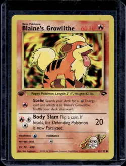 2000 Pokemon Gym Challenge 1st Edition Blaine's Growlithe #62/132 - Image 1