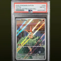 2025 POKEMON SVP EN-SV BLACK STAR PROMO #208 VICTINI UNOVA PSA 8 - Image 1