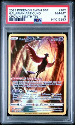 2023 POKEMON SWSH BLACK STAR PROMO CROWN ZENITH TIN #282 GALARIAN ARTICUNO PSA 8 - Image 1
