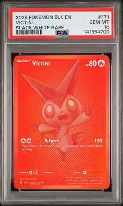 2025 POKEMON BLK EN-BLACK BOLT BLACK WHITE RARE #171 VICTINI PSA 10 - Image 1