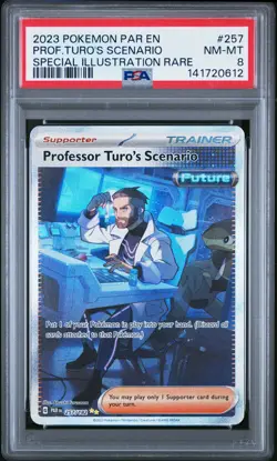 2023 POKEMON PAR EN-PARADOX RIFT #257 PROFESSOR TURO'S SCENARIO PSA 8 - Image 1