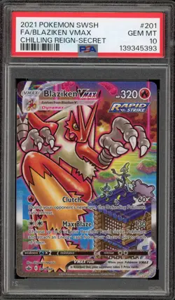 Pokemon Blaziken VMAX Chilling Reign Secret Rare Full Alt Art #201 PSA 10 - Image 1