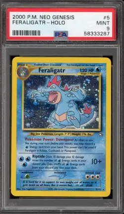 Pokemon Feraligatr Neo Genesis Unlimited Holo Rare #5 PSA 9 Mint - Image 1