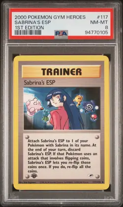 2000 POKEMON GYM HEROES 1ST EDITION #117 SABRINA'S ESP PSA 8 - Image 1