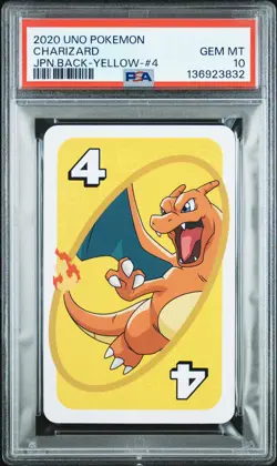 2020 UNO POKEMON JPN BACK-YELLOW-#4 CHARIZARD PSA 10 - Image 1