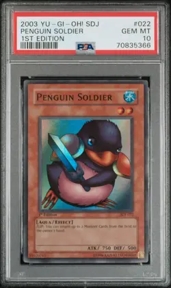 YUGIOH PSA 10 2003 Penguin Soldier SDJ-022 Super Rare 1st Edition *5366 - Image 1