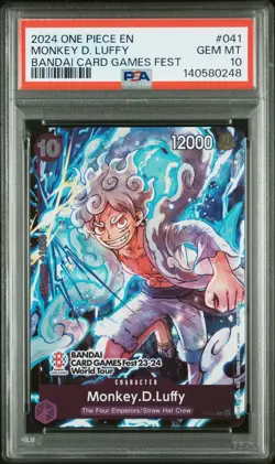 2024 ONE PIECE PROMOS BANDAI CARD GAMES FEST #041 MONKEY D. LUFFY PSA 10 - Image 1