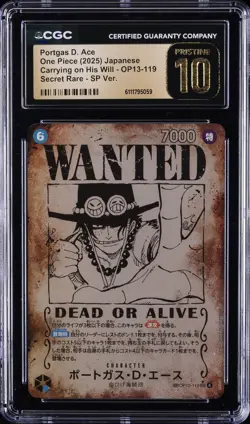 2025 ONE PIECE JPN CARRYING ON HIS WILL #OP13-119 PORTGAS D. ACE CGC 10 PRISTINE - Image 1