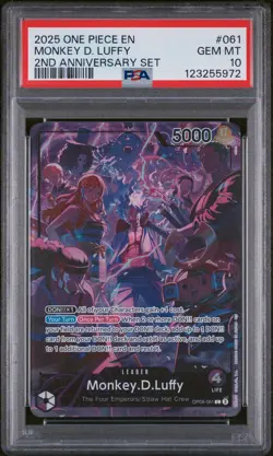 2025 One Piece Monkey D. Luffy #061 English Version 2nd Anniversary Set PSA 10 - Image 1