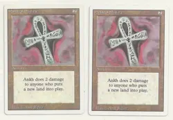 MTG REVISED: 2x NM/NM- Ankh of Mishra Magic the Gathering Card Play Land -2 Life - Image 1