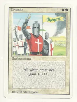 MTG REVISED: 1x NM- Crusadess Magic the Gathering Card Whit Creatures Gain +1/+1 - Image 1