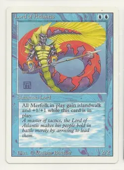 MTG REVISED 1x NM-/LP Lord of Atlantis Magic the Gathering Card Islandwalk +1/+1 - Image 1