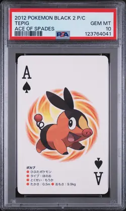 2012 POKEMON BLACK 2 PLAYING CARDS ACE OF SPADES TEPIG PSA 10 - Image 1