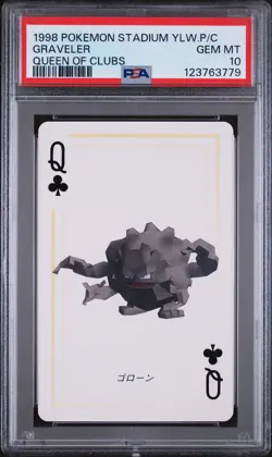 1998 POKEMON STADIUM YELLOW VERSION PLAYING CARDS QUEEN OF CLUBS GRAVELER PSA 10 - Image 1