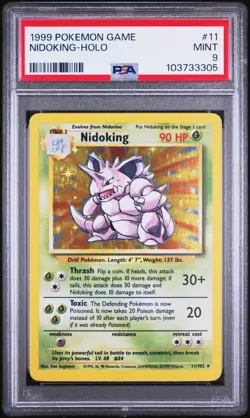 1999 POKEMON GAME #11 NIDOKING-HOLO - PSA 9 - Image 1
