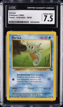1999 POKEMON FOSSIL #49 HORSEA CGC 7.5 - Image 1