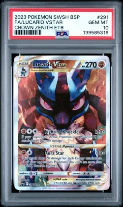 2023 POKEMON SWSH BLACK STAR PROMO #291 FULL ART/LUCARIO VSTAR PSA 10 - Image 1