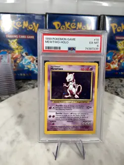 1999 Pokemon Mewtwo Base Set Unlimited English Holo 10/102 PSA 6 EX-MT - Image 1