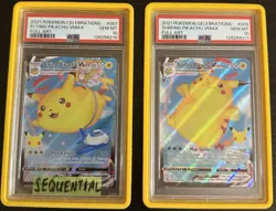 Pokemon Celebrations Flying & Surfing Pikachu VMAX 007 009 PSA 10 Sequential - Image 1