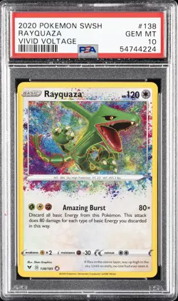 2020 POKEMON SWORD & SHIELD VIVID VOLTAGE #138 RAYQUAZA PSA 10 - Image 1