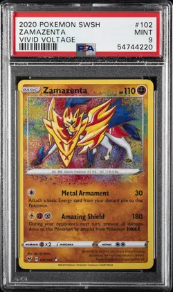 2020 POKEMON SWORD & SHIELD VIVID VOLTAGE #102 ZAMAZENTA PSA 9 - Image 1