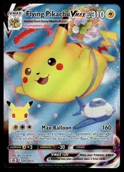 2021 Pokemon Celebrations Flying Pikachu VMAX Full Art Holo #007 C23 - Image 1