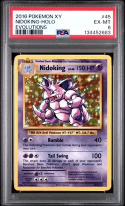 2016 POKEMON XY EVOLUTIONS #45 NIDOKING-HOLO PSA 6 - Image 1