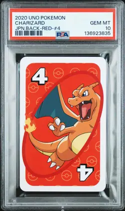 2020 UNO POKEMON JPN BACK-RED-#4 CHARIZARD PSA 10 - Image 1