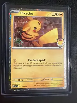 Pikachu 051 /162 Stamped 2026 Pokemon Day 30th Anniversary Promo Cosmos SWIRL - Image 1