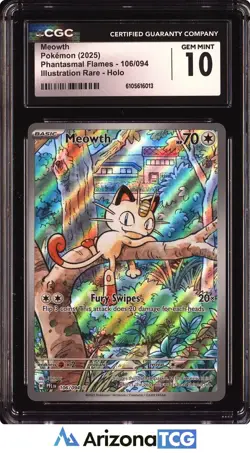 Pokemon 2025 Meowth 106/094 Holo IR Phantasmal Flames GEM MINT CGC 10 - Image 1