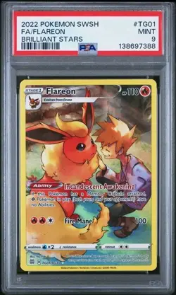 2022 POKEMON SWORD & SHIELD BRILLIANT STARS TG01 FULL ART/FLAREON PSA 9 - Image 1