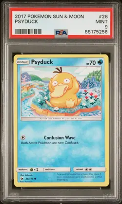 PSA 9 MINT 2017 POKEMON SUN & MOON #28 PSYDUCK - Image 1