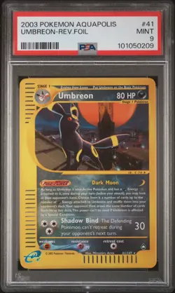 2003 POKEMON AQUAPOLIS #41 UMBREON-REVERSE FOIL PSA 9 - Image 1