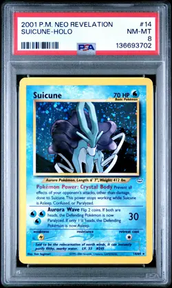 2001 POKEMON NEO REVELATION #14 SUICUNE-HOLO PSA 8 - Image 1
