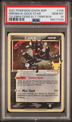2021 POKEMON SWSH BLACK STAR PROMO #144 GRENINJA-GOLD STAR PSA 10 - Image 1