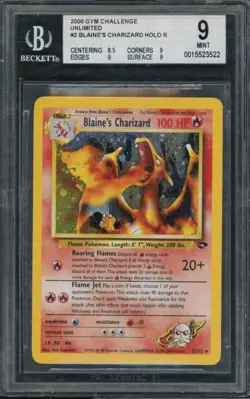Pokemon BGS 9 Mint Gym Challenge Holo Blaine's Charizard 2/132 - Image 1