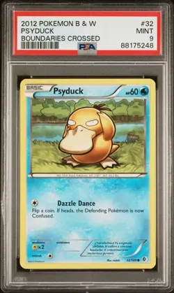 PSA 9 MINT 2012 POKEMON BLACK & WHITE BOUNDARIES CROSSED #32 PSYDUCK - Image 1