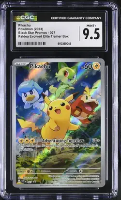 PIKACHU 027 Black Star Promo Pokemon Paldea Evolved CGC 9.5 Mint+ mv - Image 1