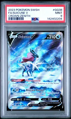 2023 POKEMON SWORD & SHIELD CROWN ZENITH #GG38 FULL ART/SUICUNE V PSA 9 - Image 1
