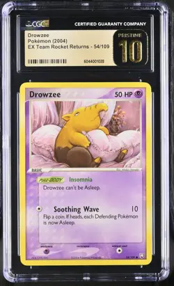 CGC 10 PRISTINE Drowzee 2004 EX Team Rocket Returns 54/109 Pokemon Card - Image 1