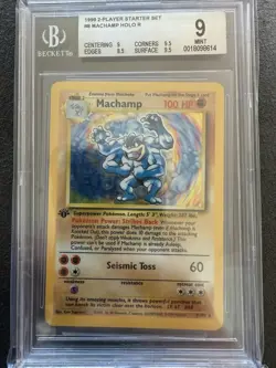 1999 Pokemon TCG Machamp Holo 1st Edition Base Set BGS 9 Mint Grading 8/102 - Image 1