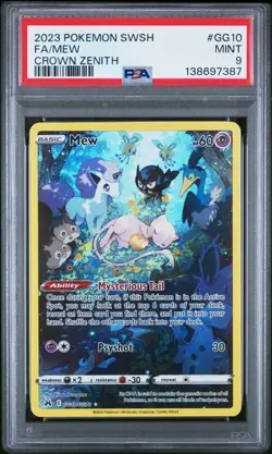 2023 POKEMON SWORD AND SHIELD CROWN ZENITH GG10 FULL ART/MEW PSA 9 - Image 1