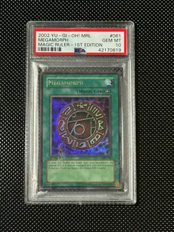 YUGIOH PSA 10 2002 Megamorph MRL-061 Ultra Rare 1st Edition *0819 - Image 1