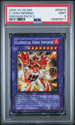2008 YU-GI-OH! PREMIUM PACK 2 #EN010 ELEMENTAL HERO INFERNO PSA 9 - Image 1