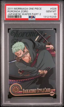 2011 ONE PIECE MORINAGA JPN WAFER PART 2 #026 RORONOA ZORO PSA 10 - Image 1