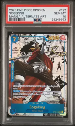 2023 ONE PIECE OP03-PILLARS OF STRENGTH MANGA ALTERNATE ART #122 SOGEKING PSA 10 - Image 1