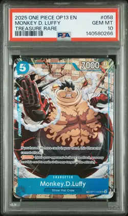 2025 ONE PIECE OP13-CARRYING ON HIS WILL TREASURE RARE MONKEY D. LUFFY PSA 10 - Image 1