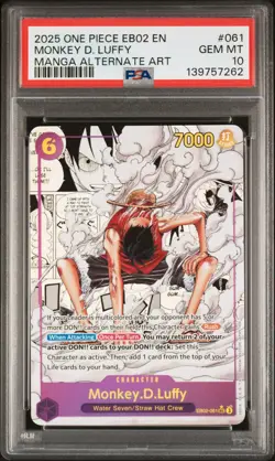 2025 ONE PIECE EB02-ANIME 25TH COLLECTION MANGA ALT ART MONKEY D. LUFFY PSA 10 - Image 1
