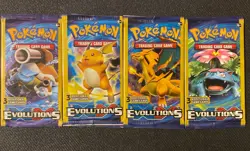 Pokemon XY Evolutions Booster Pack 3-Card Mini Pack. 4 Mini Pack Art Set. Sealed - Image 1