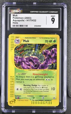 CGC 9 MINT Muk 2003 Aquapolis H17/H32 Holo Pokemon Card - Image 1
